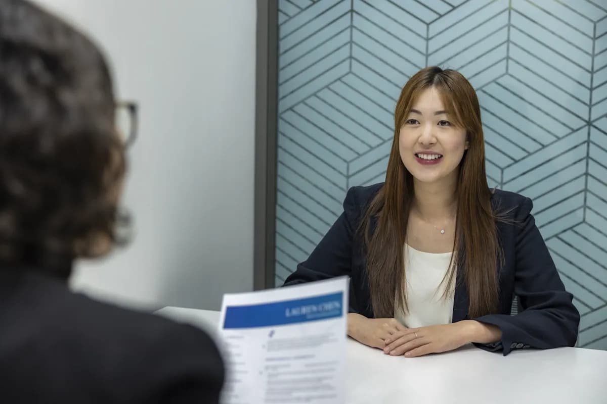 Fresh graduate confident in a job interview